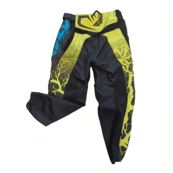 Fly Motocross Motorcycle Riding Pants  Black, Lime & Blue Size 30 - Picture 3 of 12